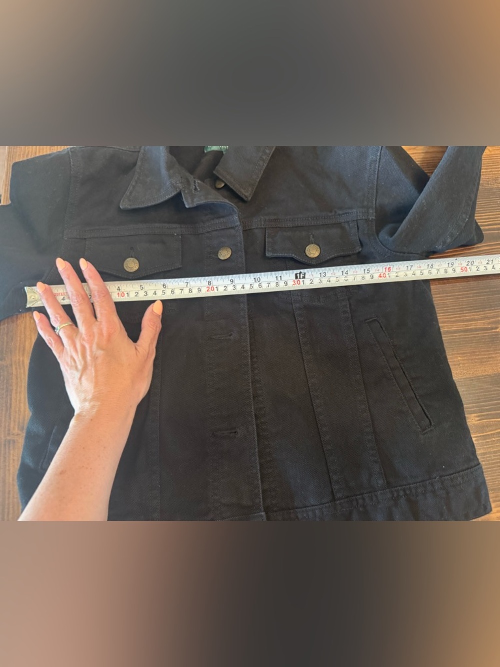 Lauren Ralph Lauren Classic Black Denim Jean Jacket Petite Size S - Picture 9 of 11